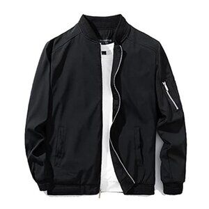 Mens Slim Fit Bomber Jacket Lightweight Casual Zip Up Windbreaker Coat